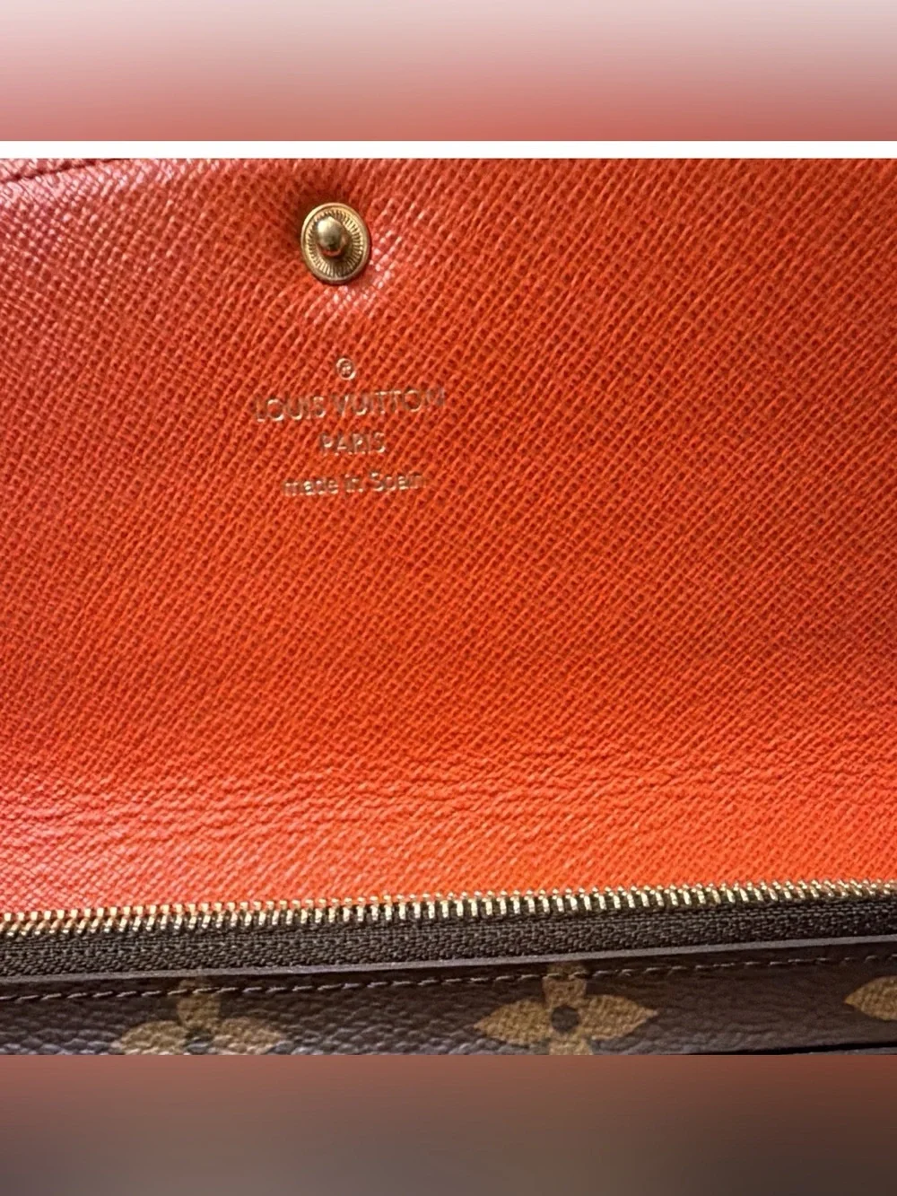 Authentic Louis Vuitton Monogram Emilie Wallet – Coquelicot Interior / COA